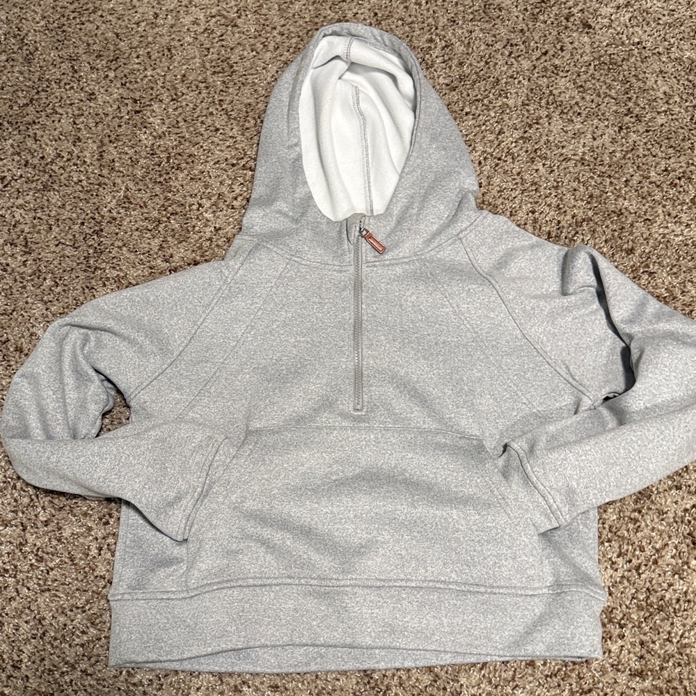 Heather grey 3/4 Zip Up Scuba Hoodie Jacket Small